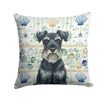 Standard Schnauzer Coastal Sea Glass Accent Pillow