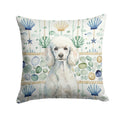 Standard White Poodle Coastal Sea Glass Pillow