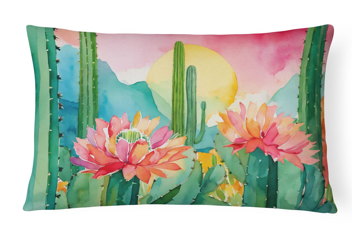 Arizona Saguaro Cactus Blossom Watercolor Pillow
