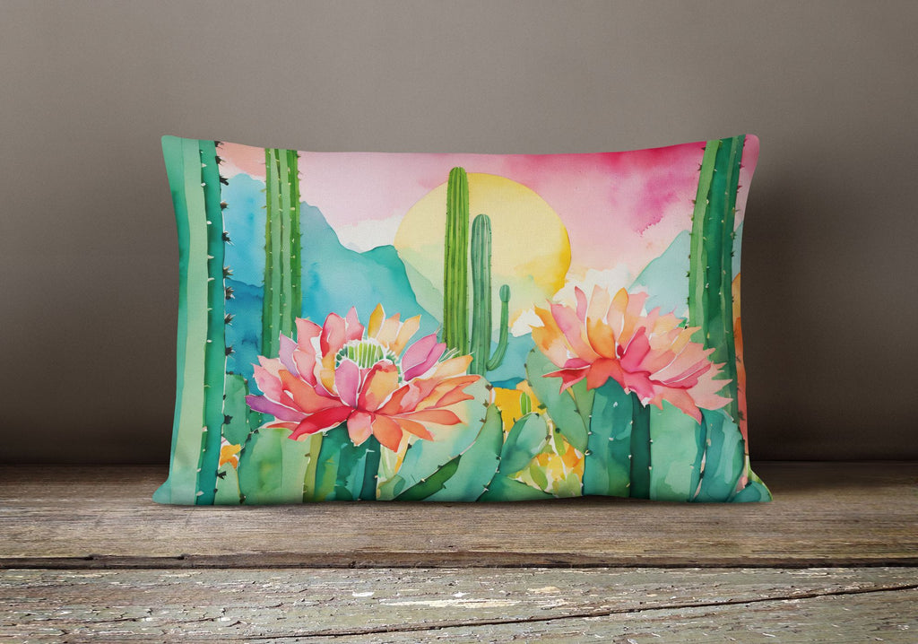 Arizona Saguaro Cactus Blossom Watercolor Pillow