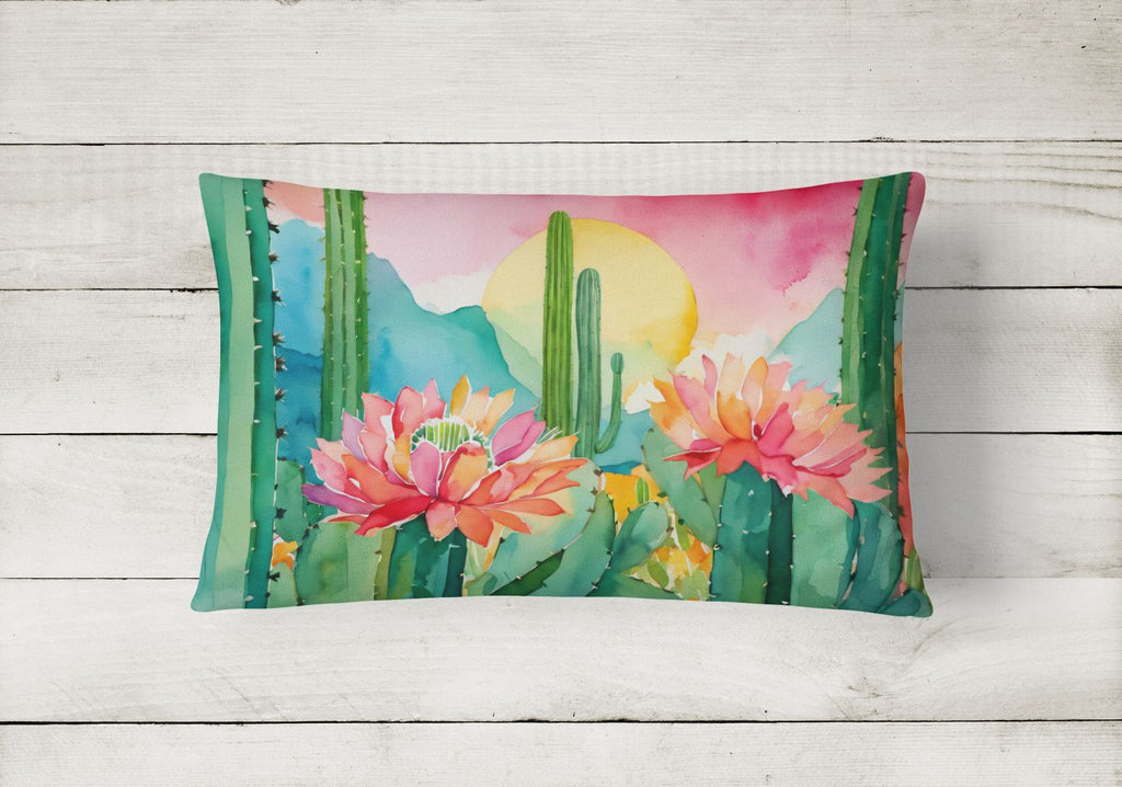 Arizona Saguaro Cactus Blossom Watercolor Pillow
