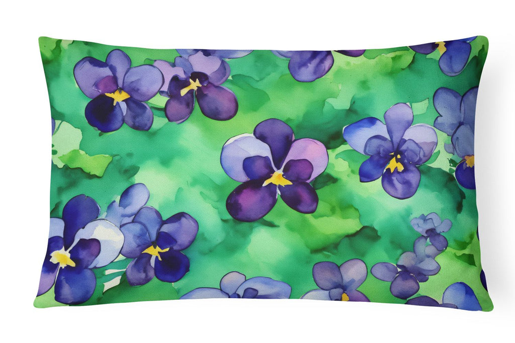 Wisconsin Wood Violets Watercolor Throw Pillow