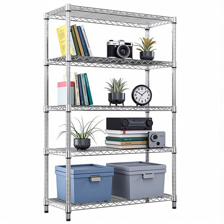 5-Tier Adjustable Utility Shelving Unit for Garage, Kitchen, and Office