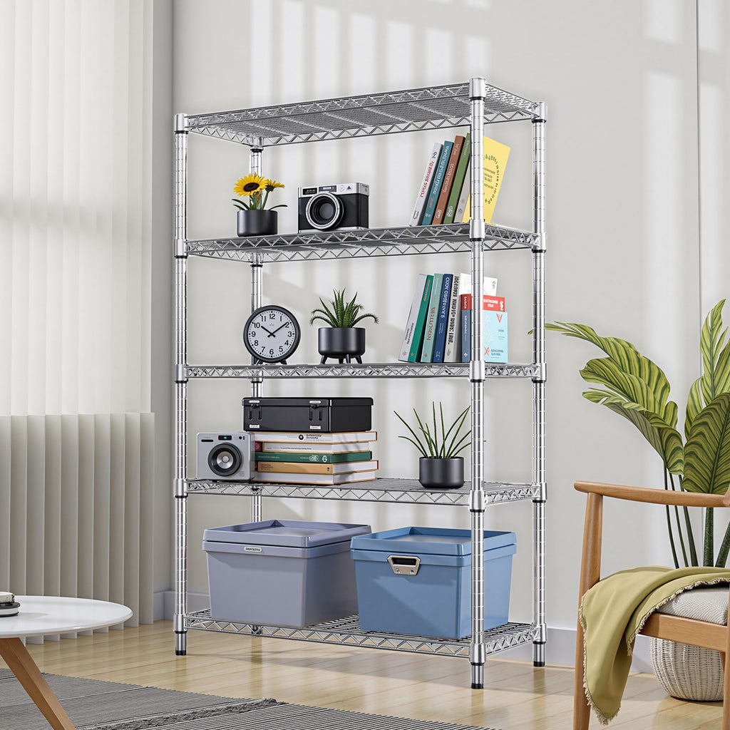 5-Tier Adjustable Utility Shelving Unit for Garage, Kitchen, and Office