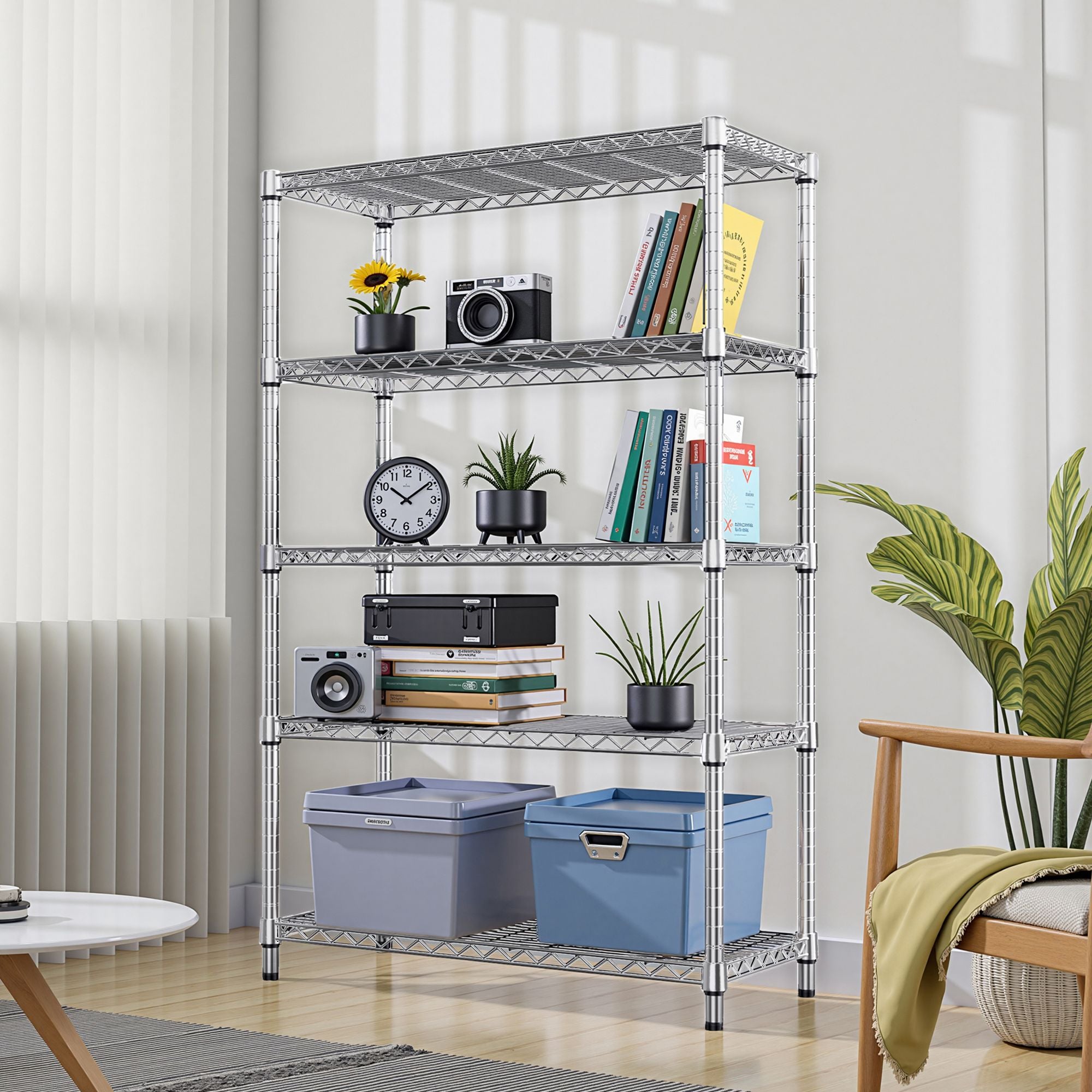 5-Tier Adjustable Utility Shelving Unit for Garage, Kitchen, and Office