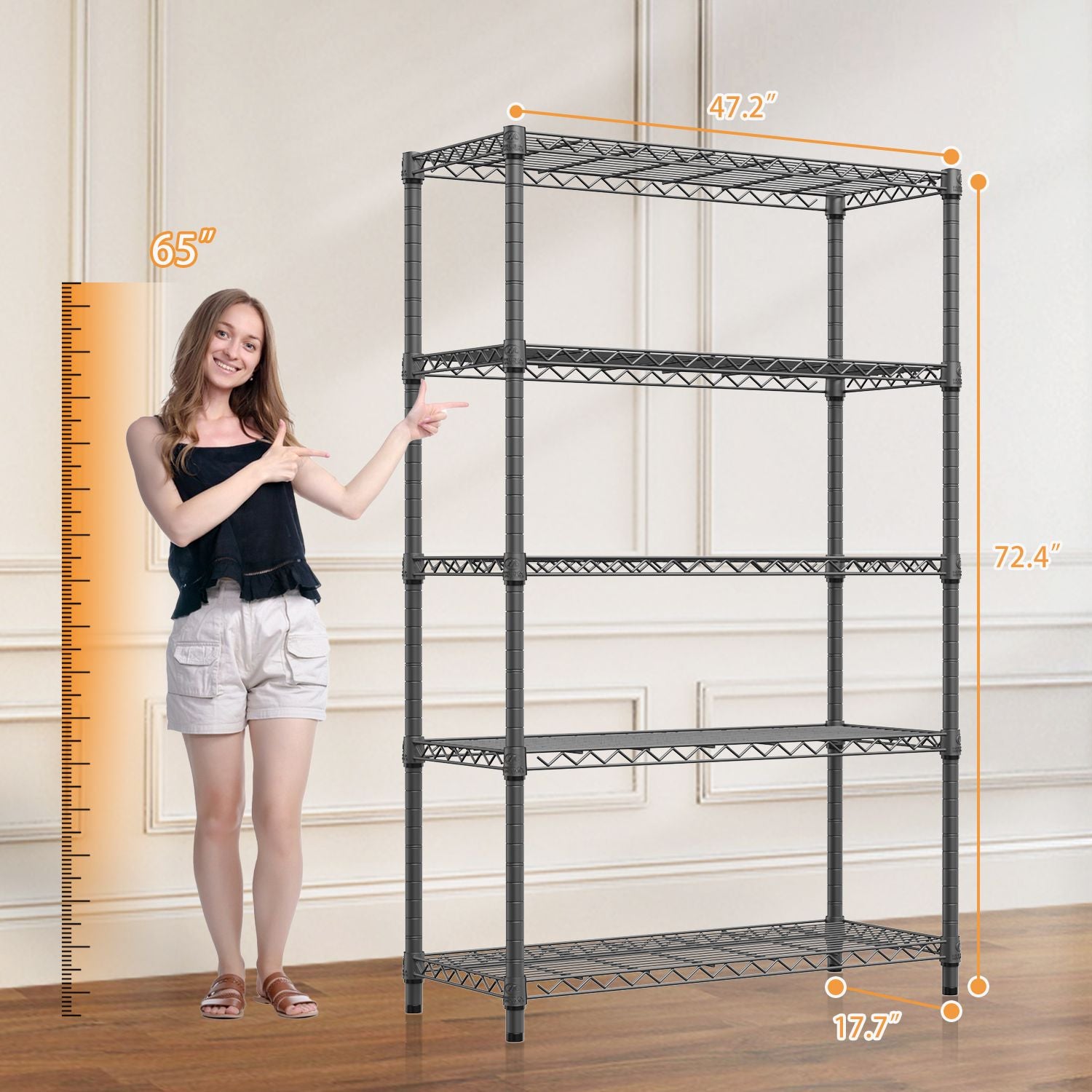 5-Tier Adjustable Utility Shelving Unit for Garage, Kitchen, and Office