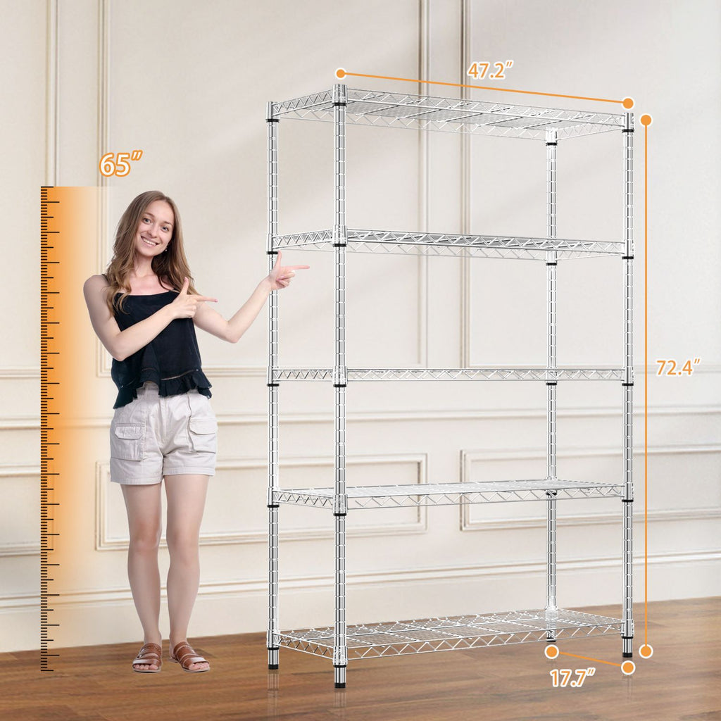 5-Tier Adjustable Utility Shelving Unit for Garage, Kitchen, and Office