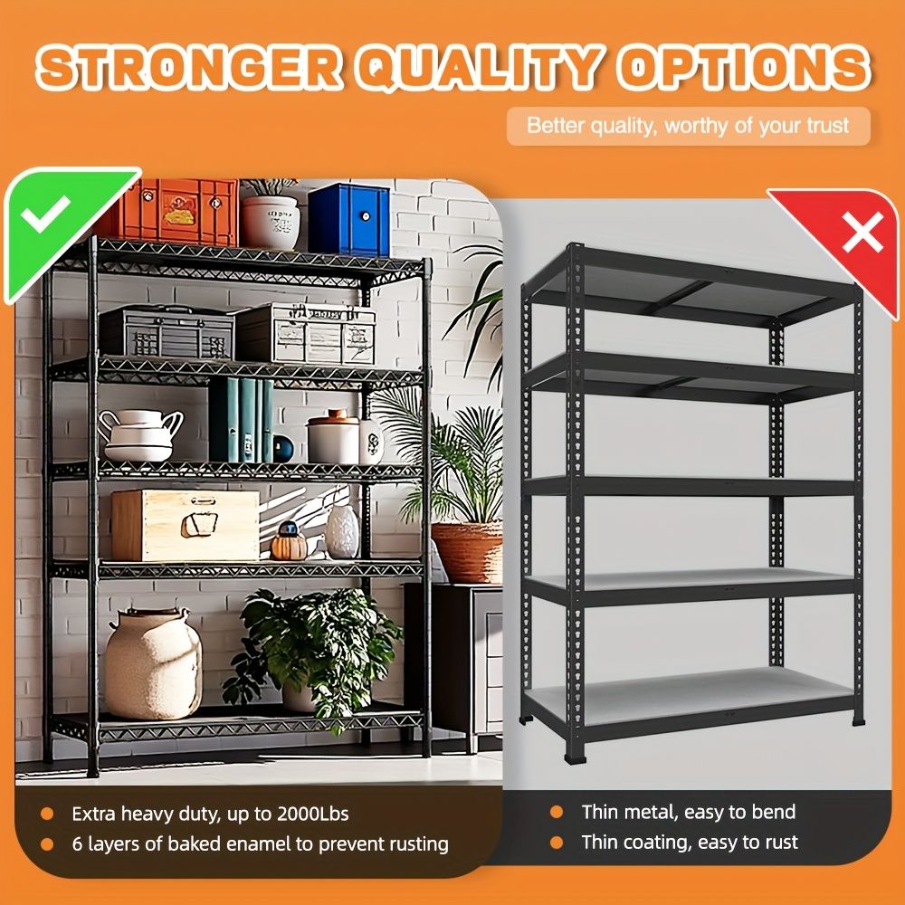 5-Tier Adjustable Utility Shelving Unit for Garage, Kitchen, and Office