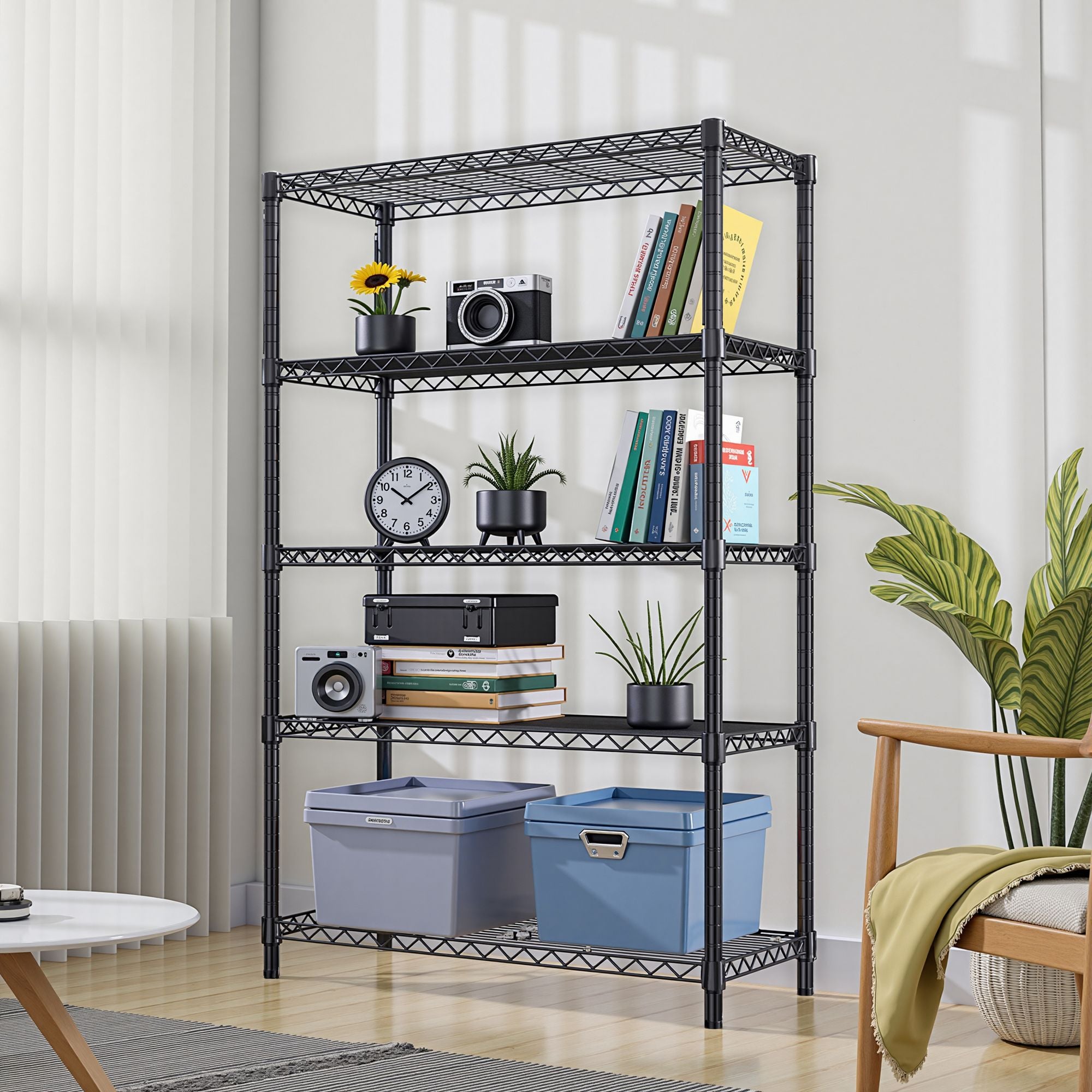 5-Tier Adjustable Utility Shelving Unit for Garage, Kitchen, and Office