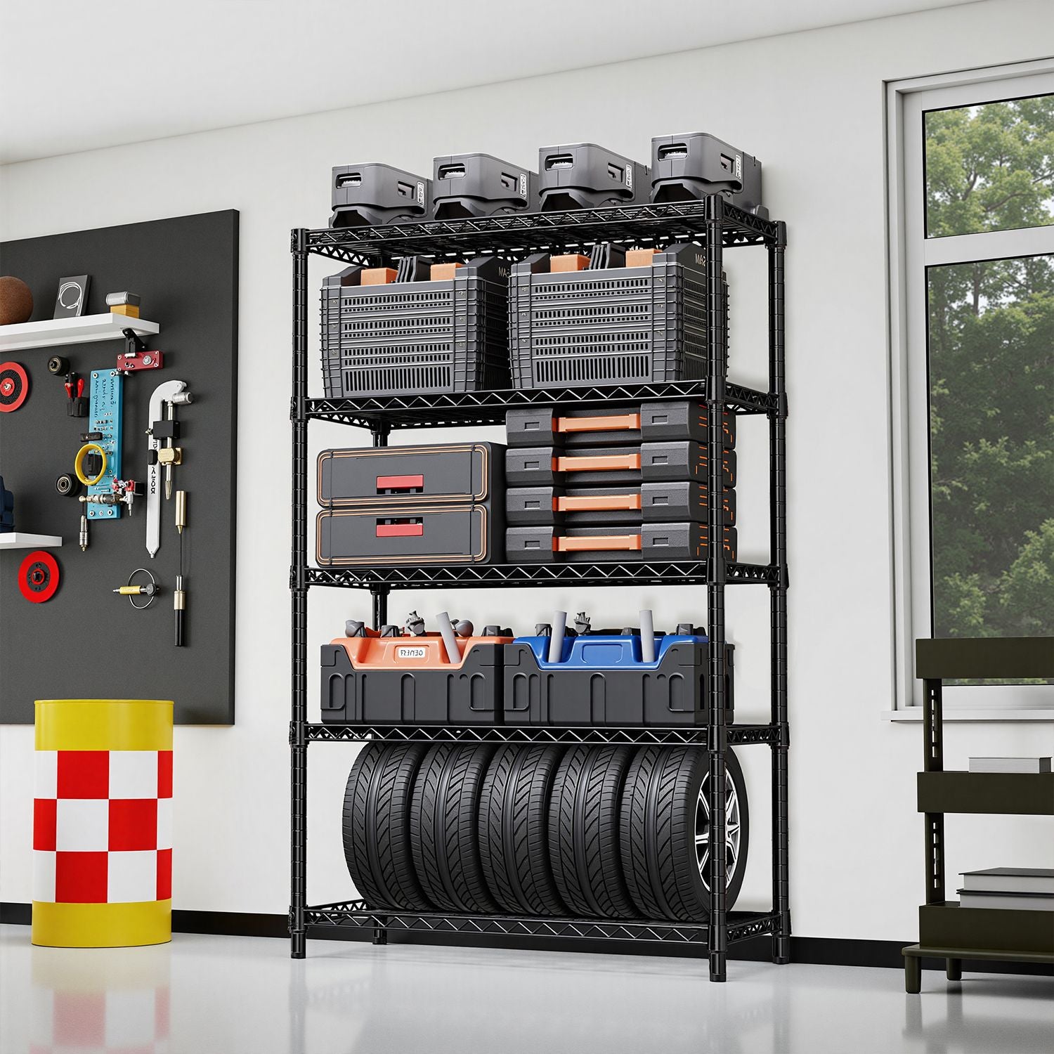5-Tier Adjustable Utility Shelving Unit for Garage, Kitchen, and Office