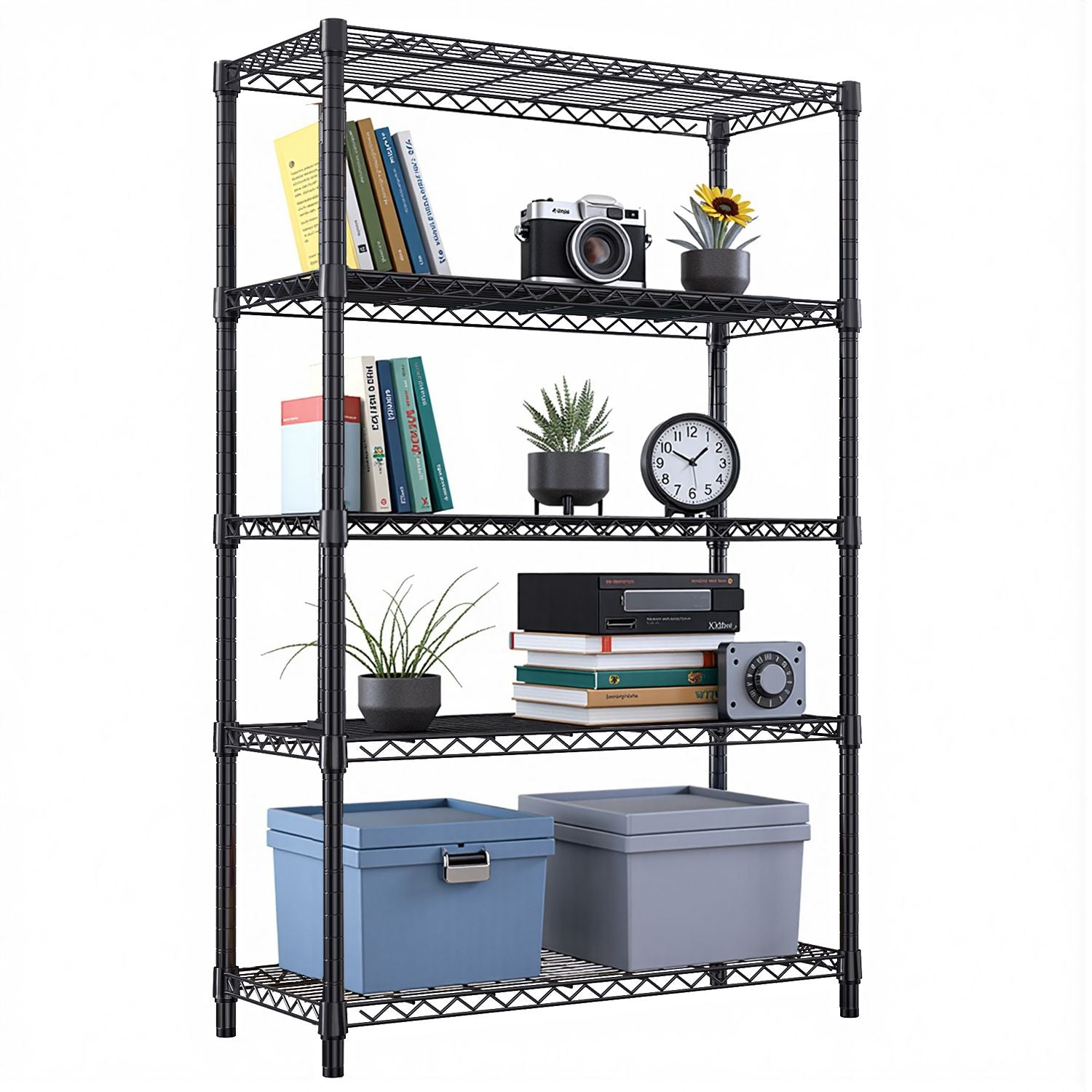 5-Tier Adjustable Utility Shelving Unit for Garage, Kitchen, and Office