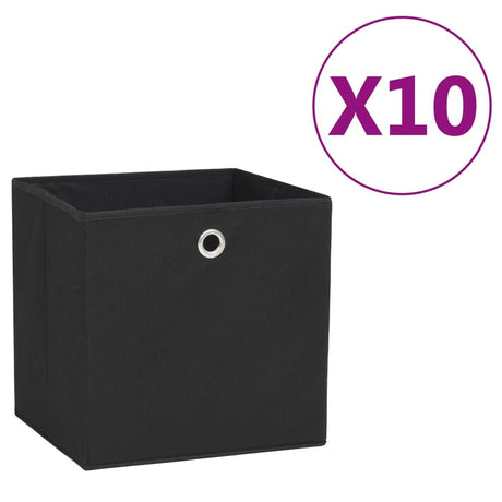 Foldable Non-Woven Storage Box Set - 10 Pack, Black, 11- Cubes