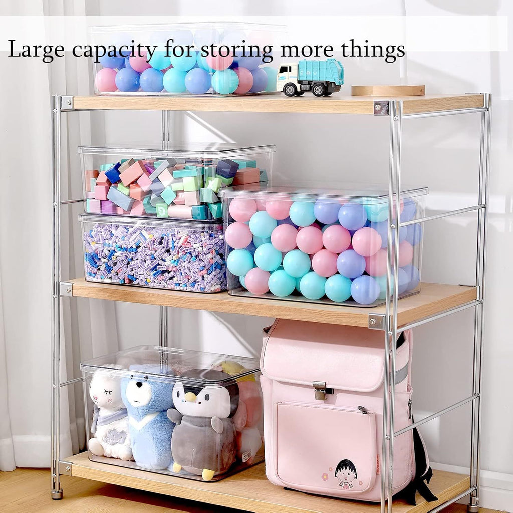 Stackable Lidded Storage Bins, 5-Pack for Food Organization