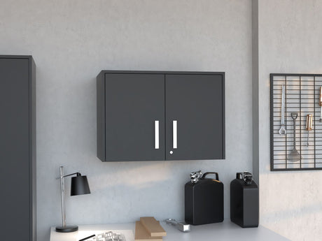 Three-Shelf Wall Cabinet with Locking Double Doors