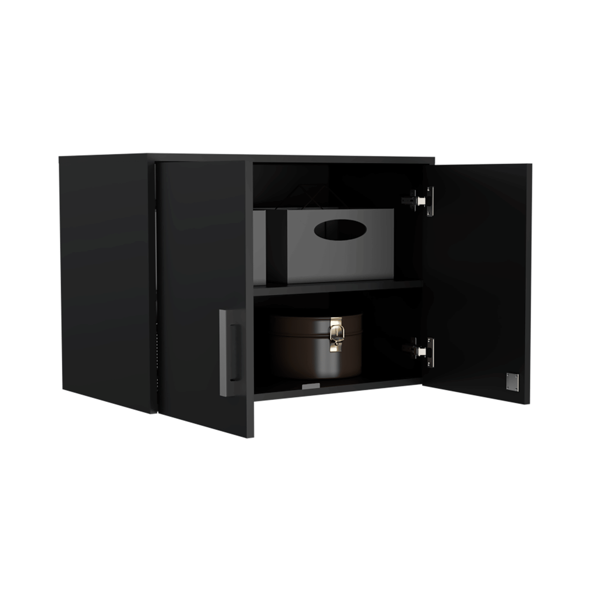 Three-Shelf Wall Cabinet with Locking Double Doors
