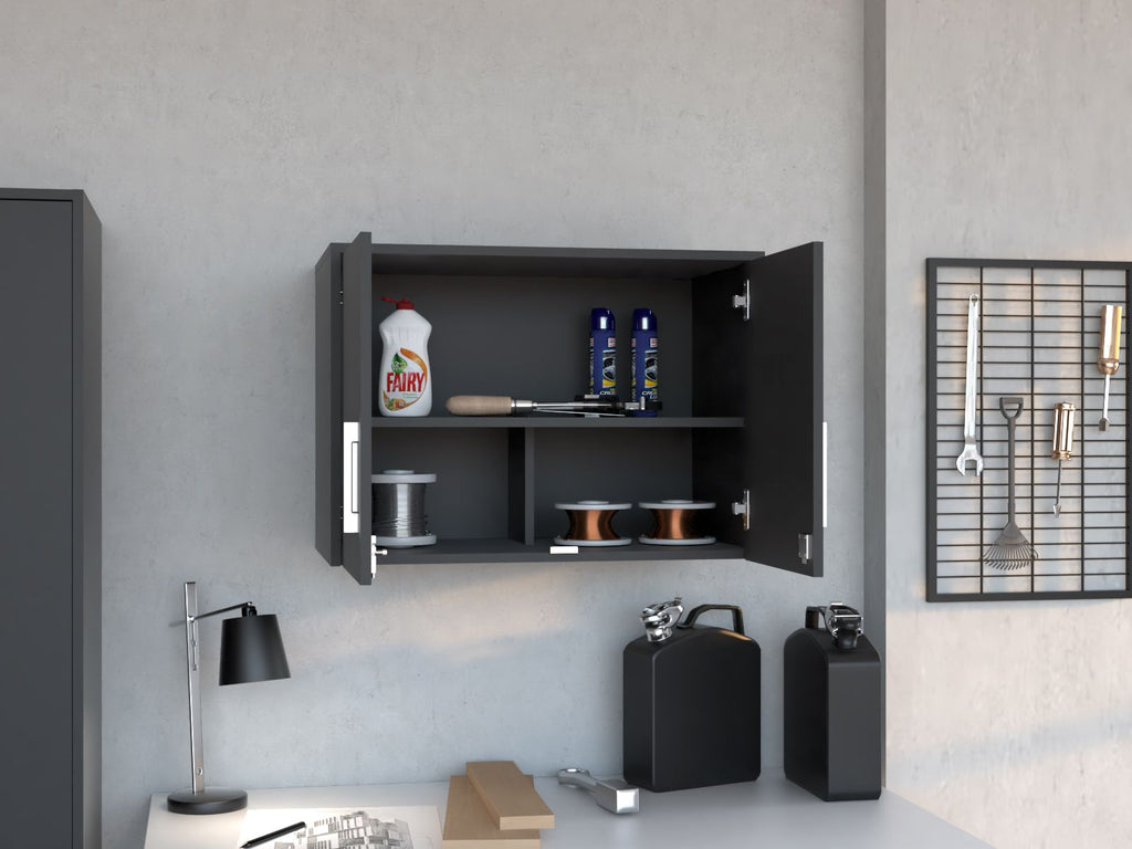 Three-Shelf Wall Cabinet with Locking Double Doors