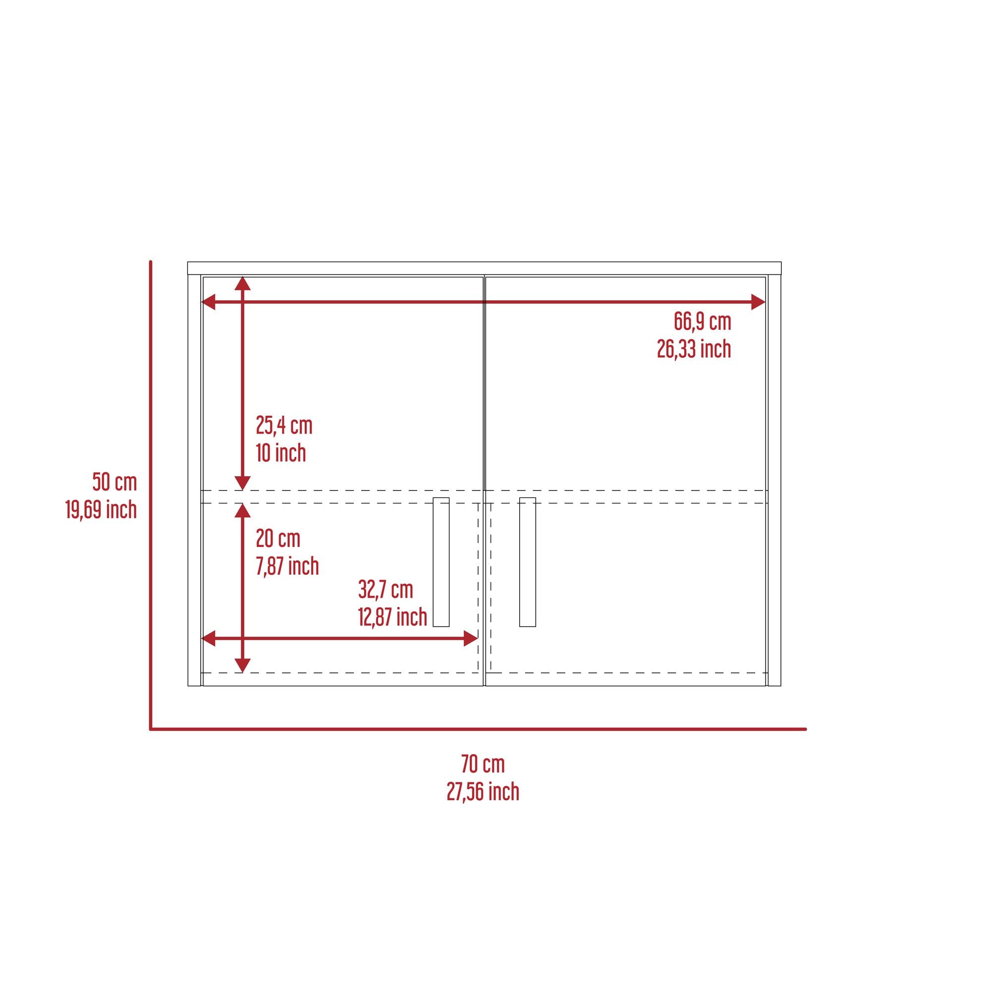 Three-Shelf Wall Cabinet with Locking Double Doors