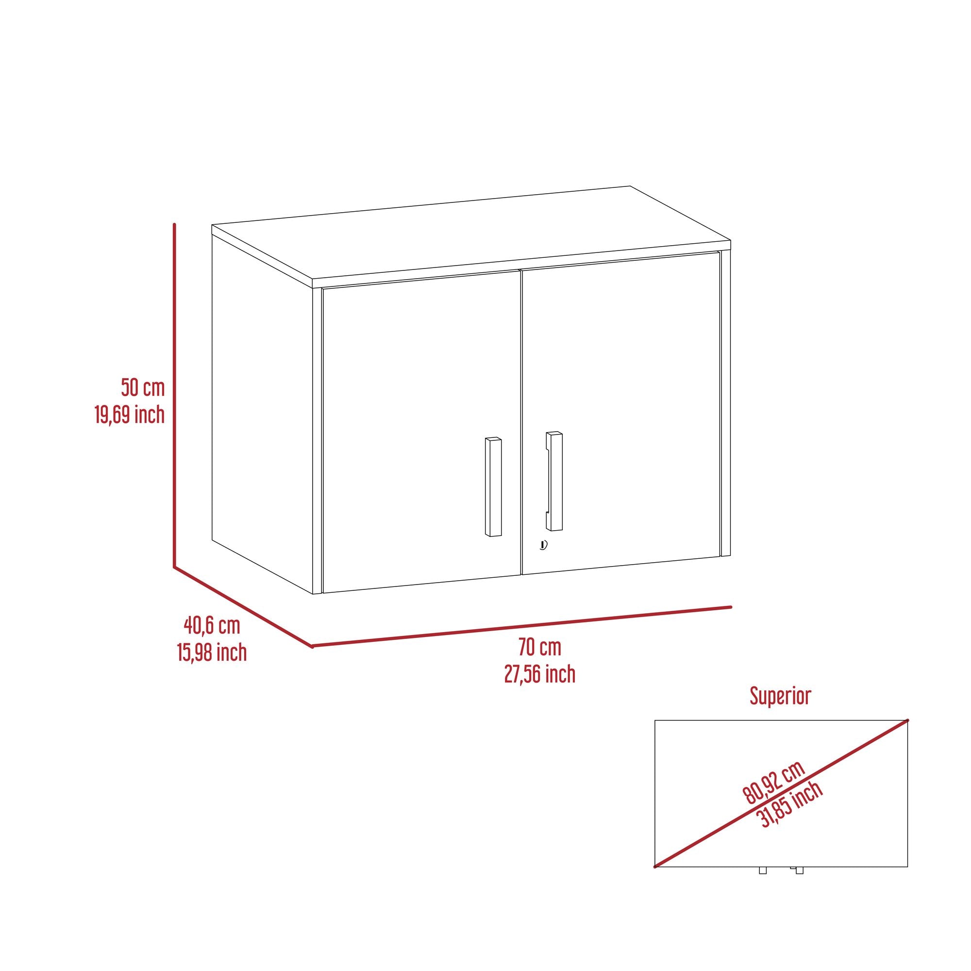 Three-Shelf Wall Cabinet with Locking Double Doors
