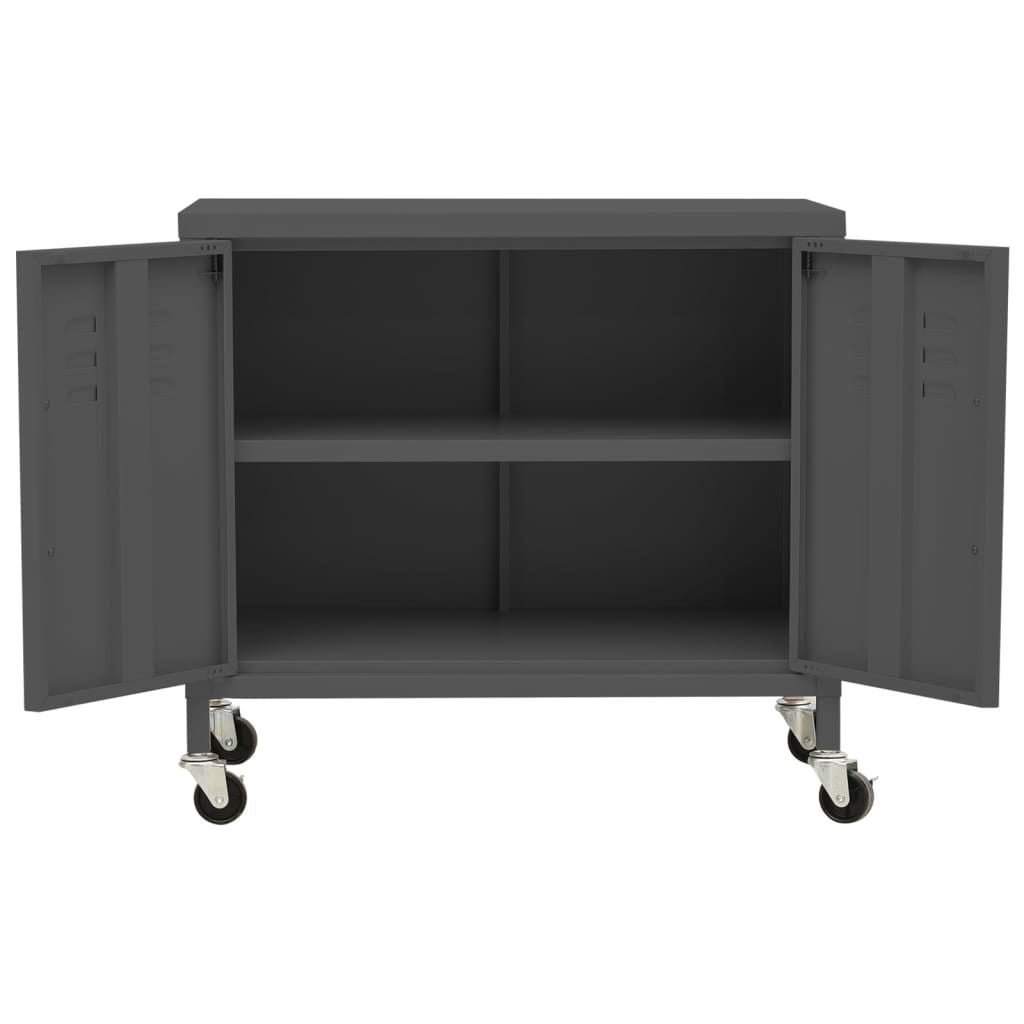 Modern Anthracite Storage Cabinet on Lockable Wheels