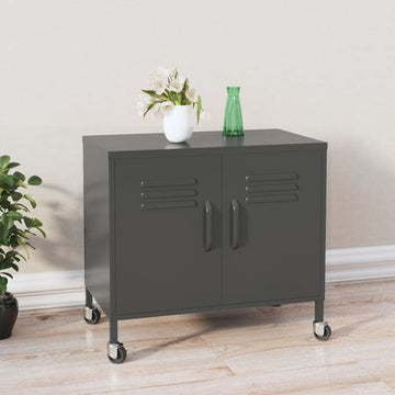 Modern Anthracite Storage Cabinet on Lockable Wheels