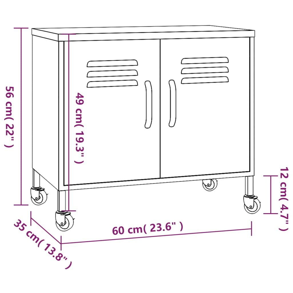 Modern Anthracite Storage Cabinet on Lockable Wheels