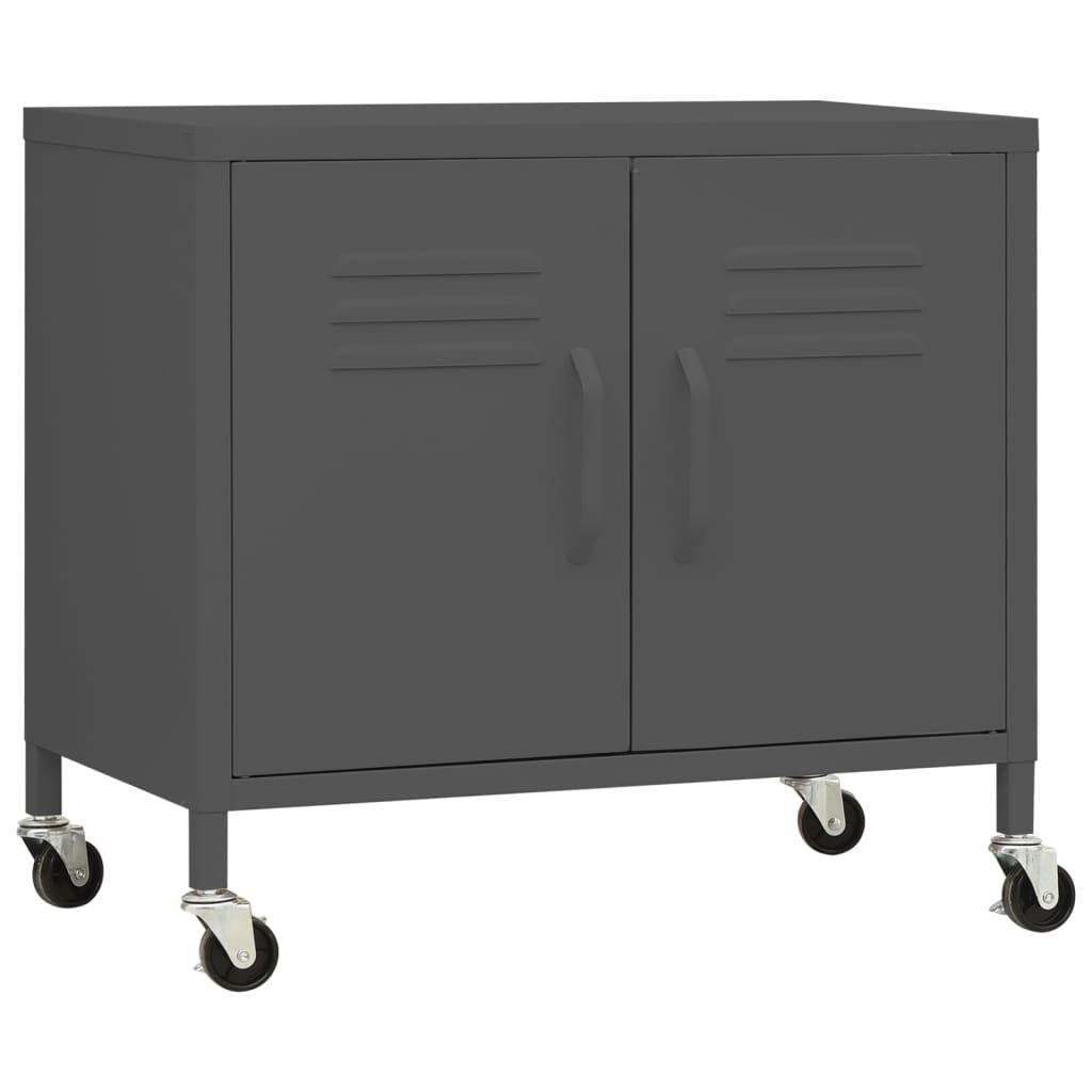 Modern Anthracite Storage Cabinet on Lockable Wheels