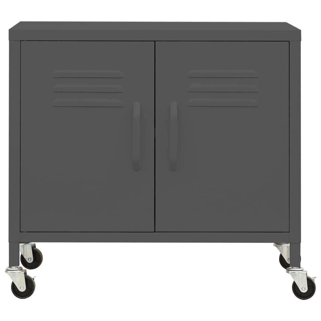 Modern Anthracite Storage Cabinet on Lockable Wheels