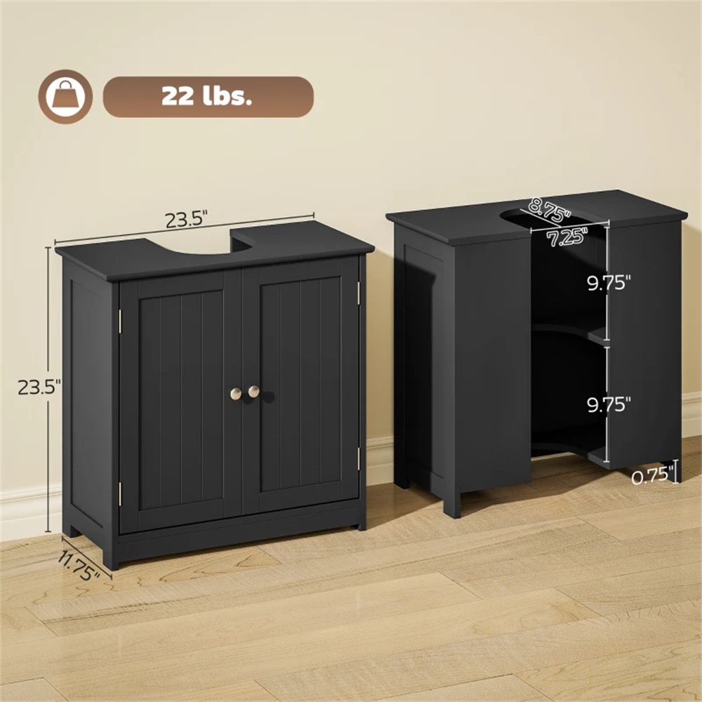 Black Under-Sink Cabinet with Adjustable Shelf