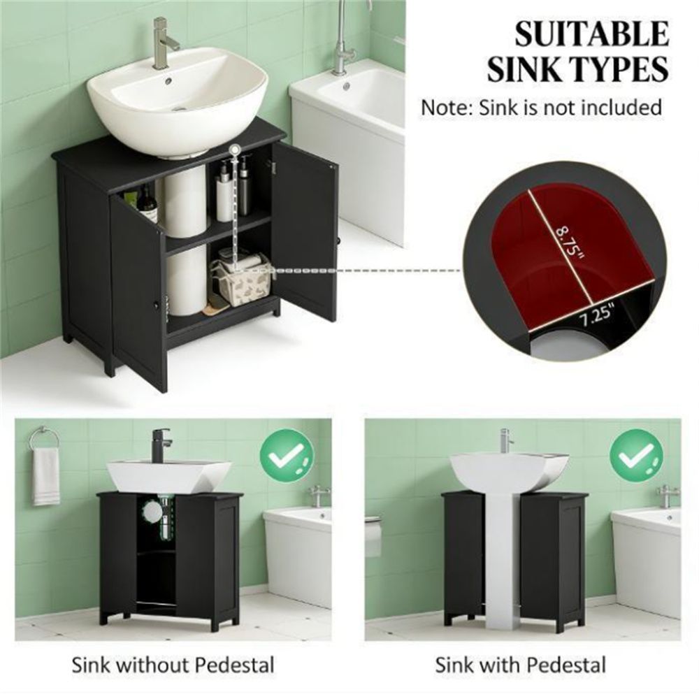 Black Under-Sink Cabinet with Adjustable Shelf