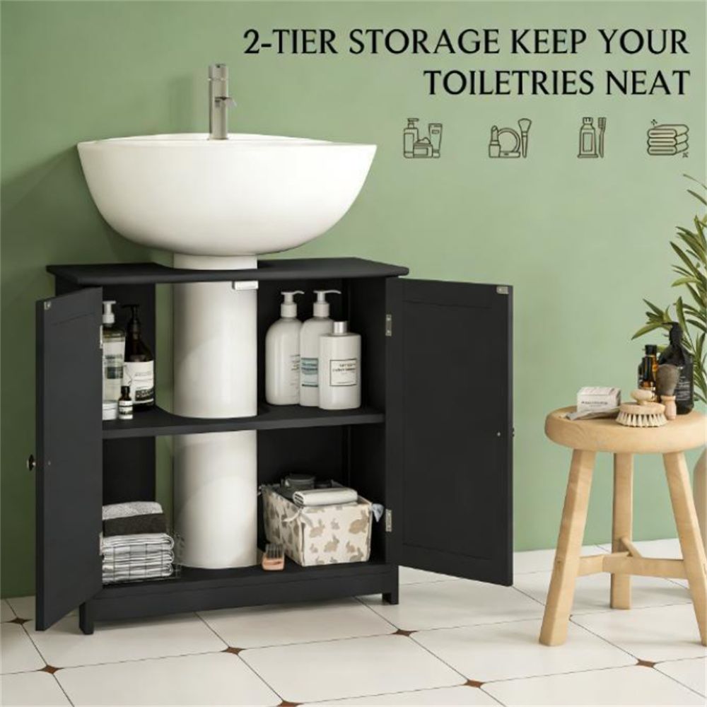 Black Under-Sink Cabinet with Adjustable Shelf