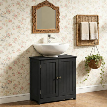 Black Under-Sink Cabinet with Adjustable Shelf
