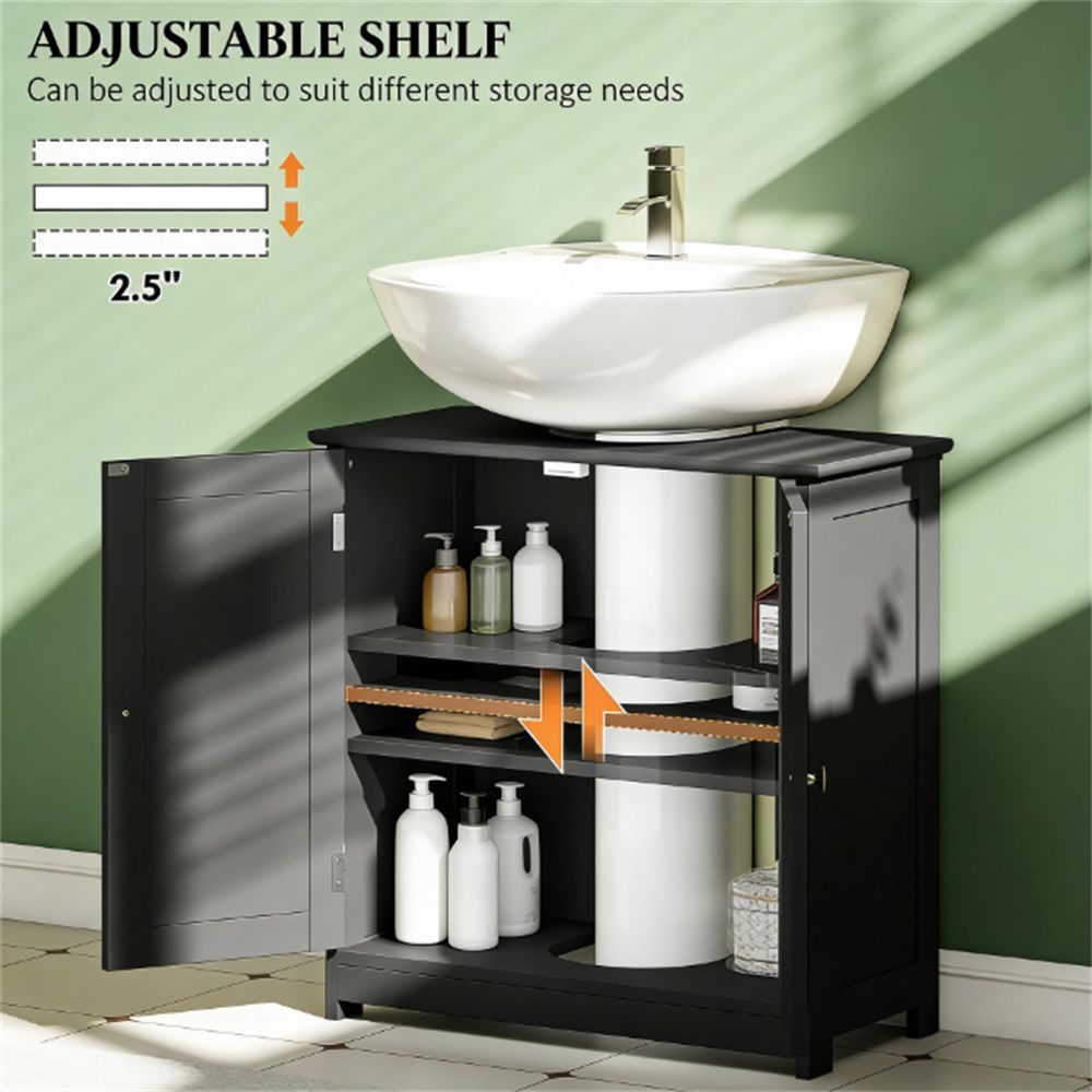 Black Under-Sink Cabinet with Adjustable Shelf