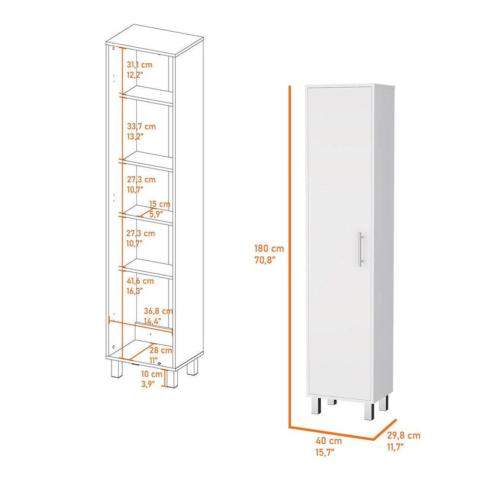 Storage Cabinet Buccan, Laundry, White Finish