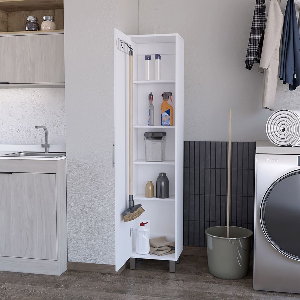 Storage Cabinet Buccan, Laundry, White Finish