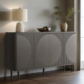 Spacious Walnut Buffet Cabinet with Semicircle Pattern Doors and Ample Storage