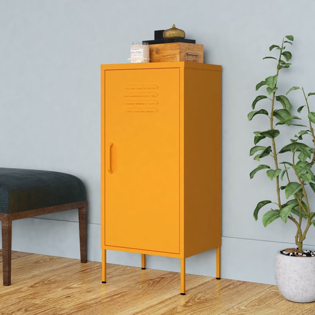 Mustard Yellow Storage Cabinet with Adjustable Shelves