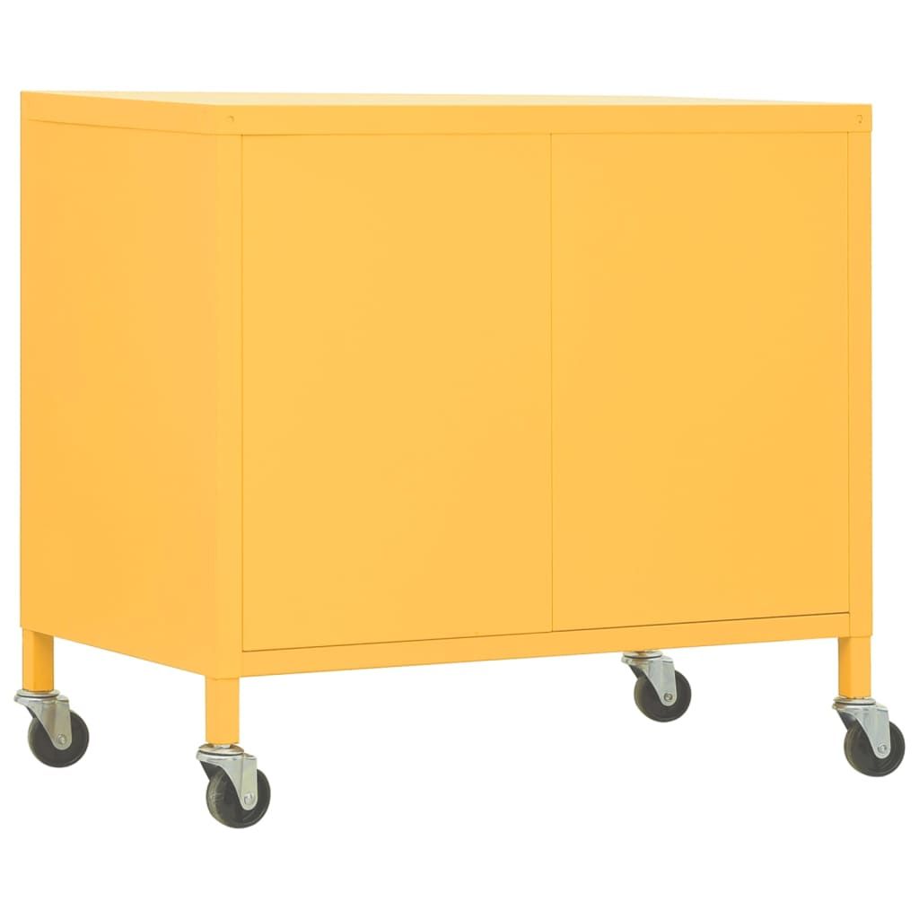 Mustard Yellow Storage Cabinet with Adjustable Shelf and Wheels