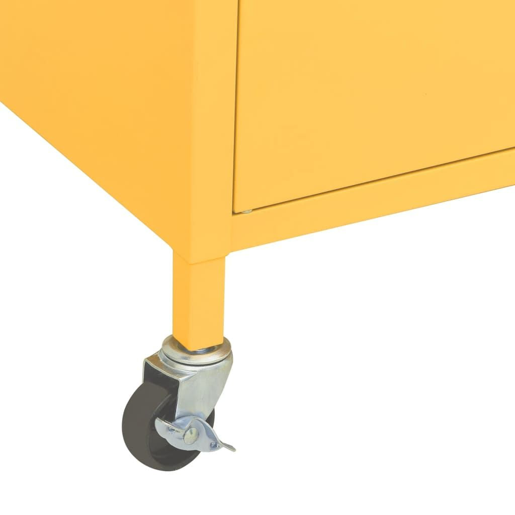 Mustard Yellow Storage Cabinet with Adjustable Shelf and Wheels