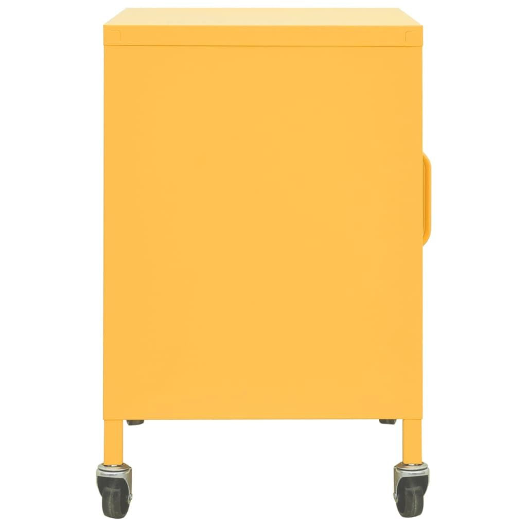 Mustard Yellow Storage Cabinet with Adjustable Shelf and Wheels