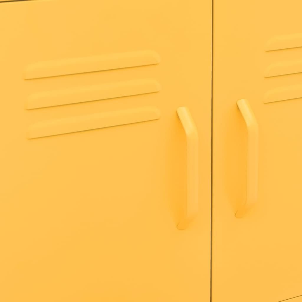 Mustard Yellow Storage Cabinet with Adjustable Shelf and Wheels