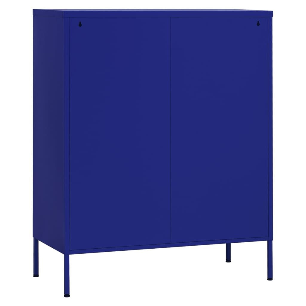 Navy Blue Storage Cabinet with Mesh Doors and Adjustable Shelves
