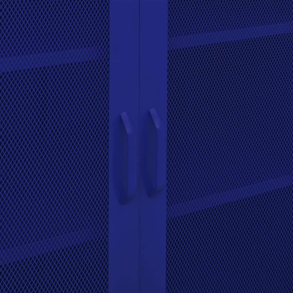 Navy Blue Storage Cabinet with Mesh Doors and Adjustable Shelves