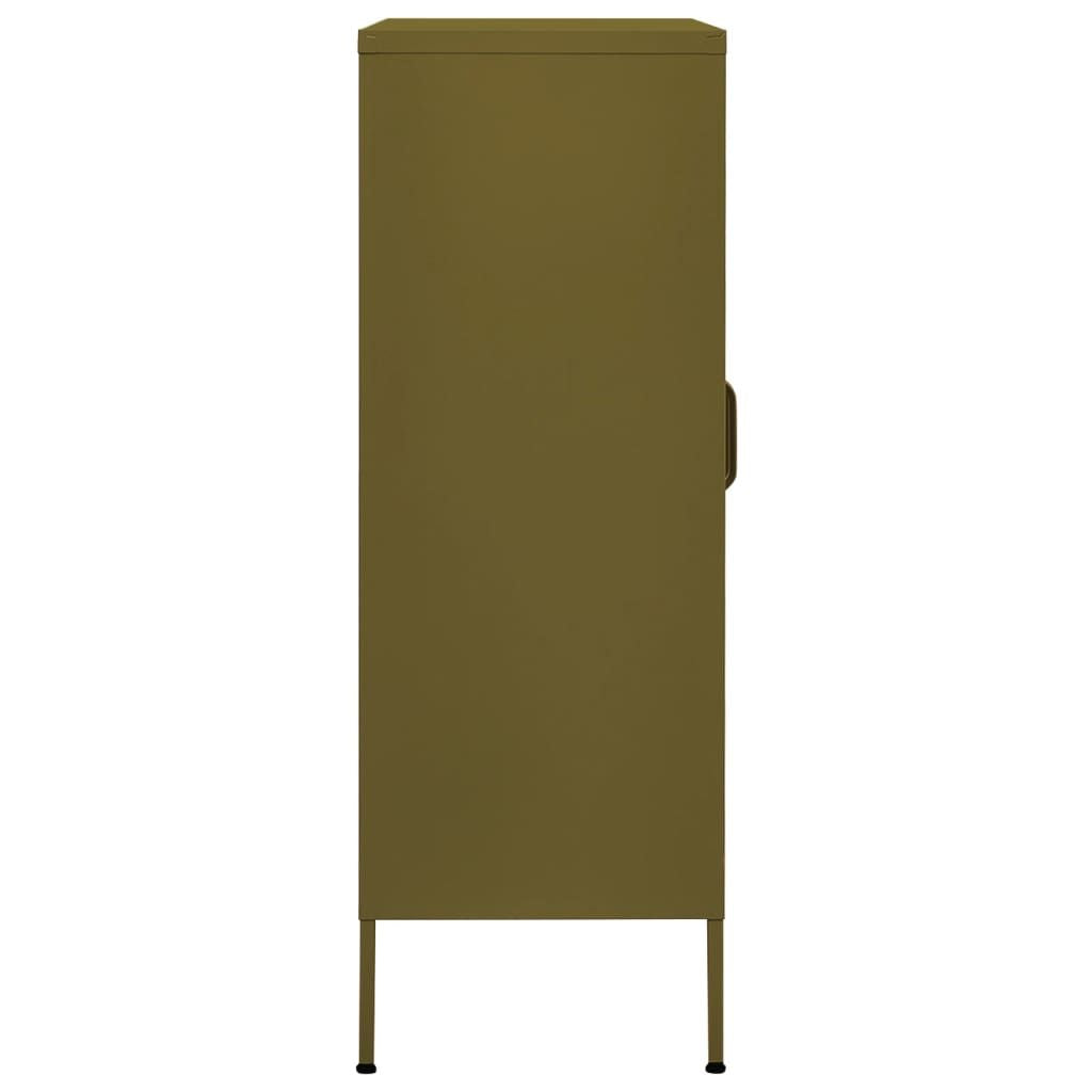 Olive Green Storage Cabinet with Adjustable Shelves and Mesh Doors