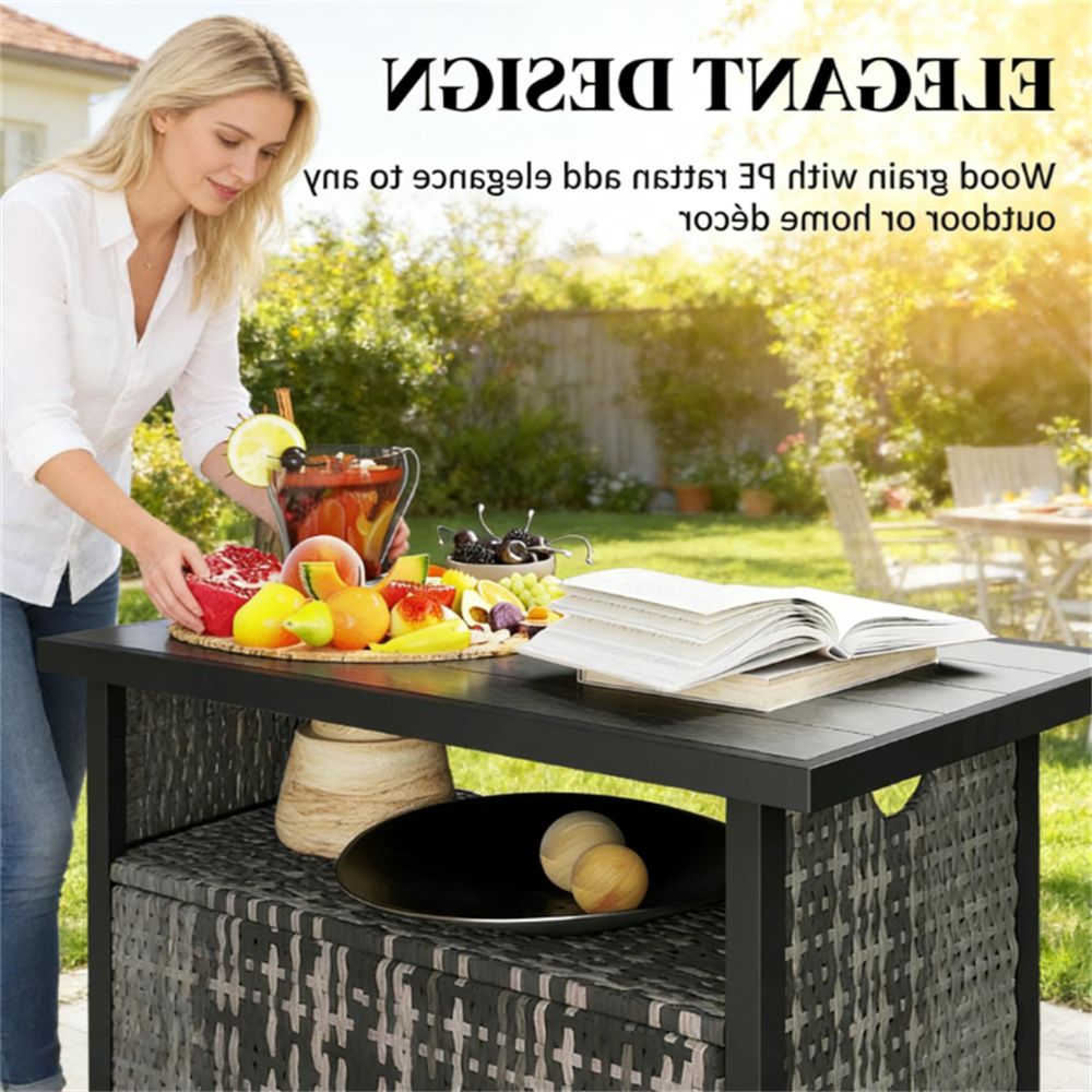 TidyCabinet Premium Towel Storage Cabinet – Gray PE Rattan for Poolside