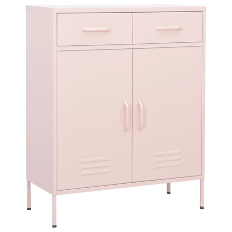 Pink Steel Storage Cabinet with 2 Drawers and 2 Doors