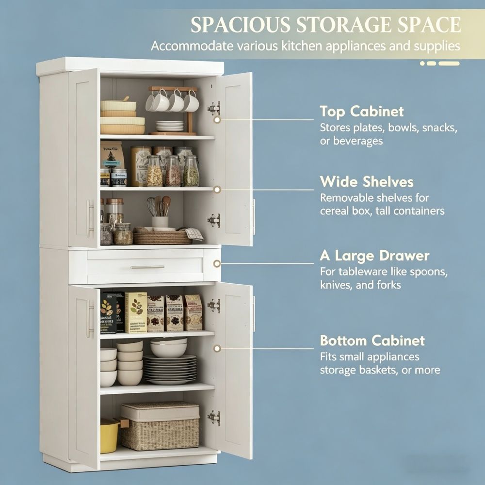 Storage Cabinet with Two Doors and Adjustable Shelves