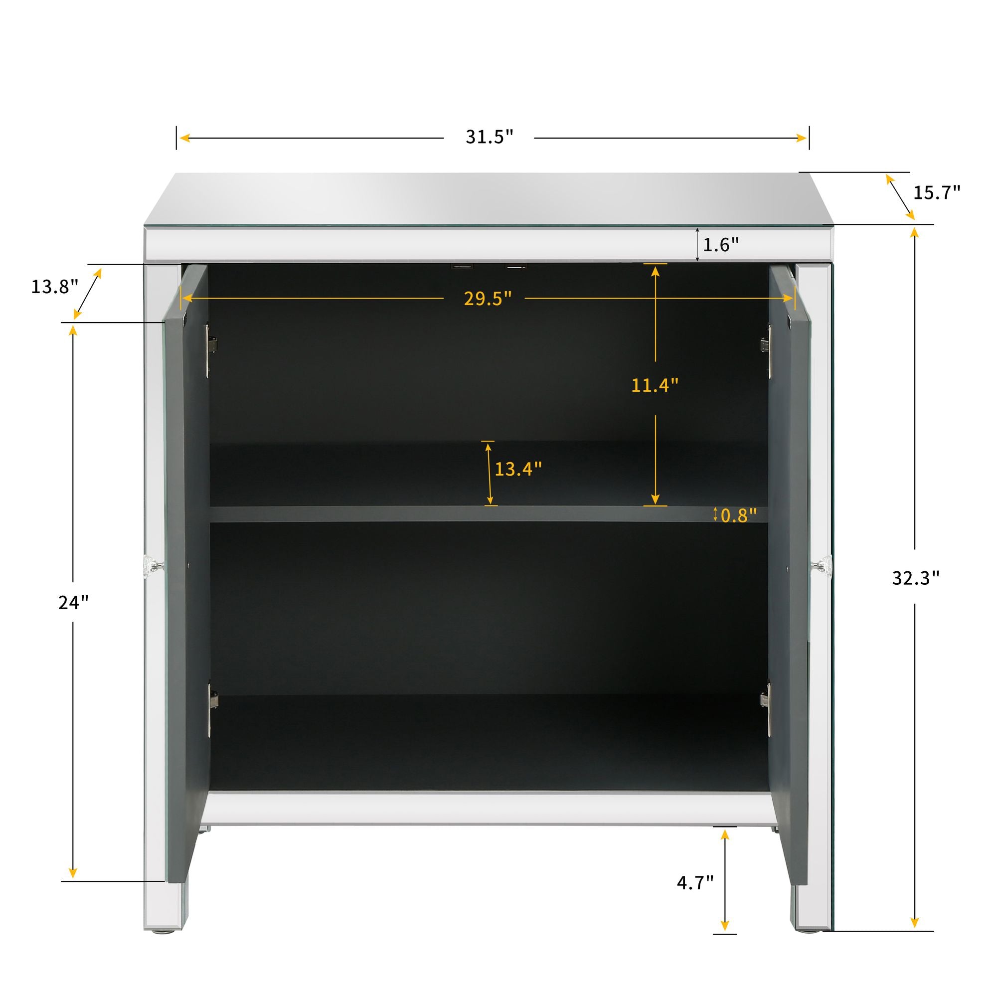 Mirror Trim M Shape Storage Cabinet for Living Room Entryway