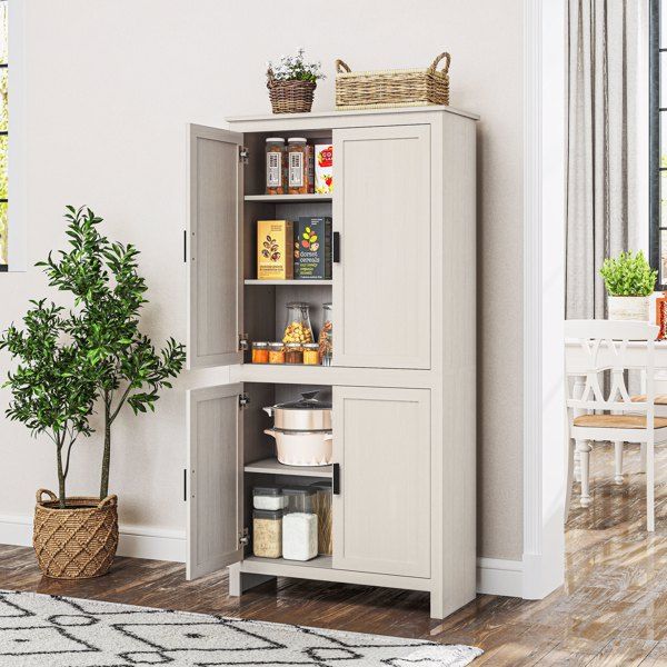 Antique White Cabinet with Adjustable Shelves