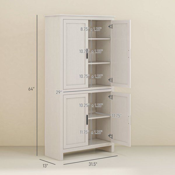 Antique White Cabinet with Adjustable Shelves