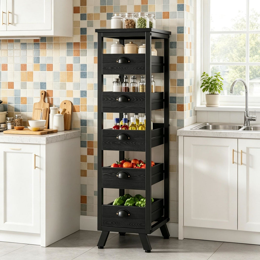 Multi-Drawer Kitchen and Living Room Storage Rack